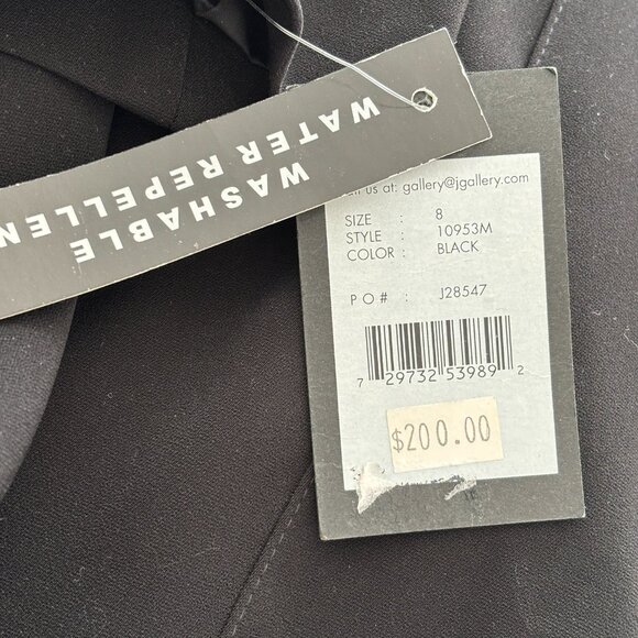 NWT GALLERY Water Repellent Double Breasted Belted Trench Coat in Black SZ 8 - Picture 11 of 14